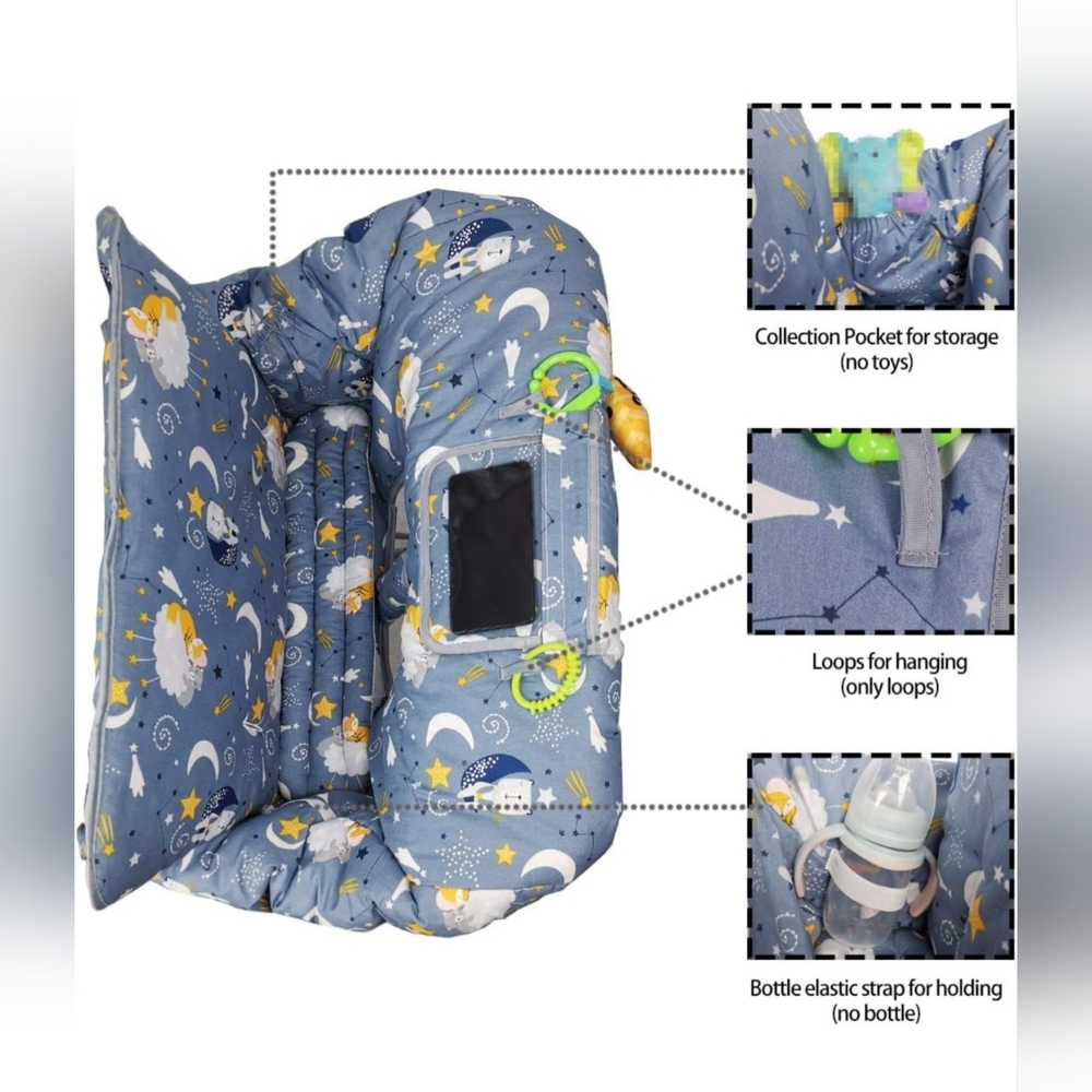 Padded Cover For Shopping Carts Or Highchairs By ICOPUCA In Blue Fox Sky Pattern - Picture 5 of 7